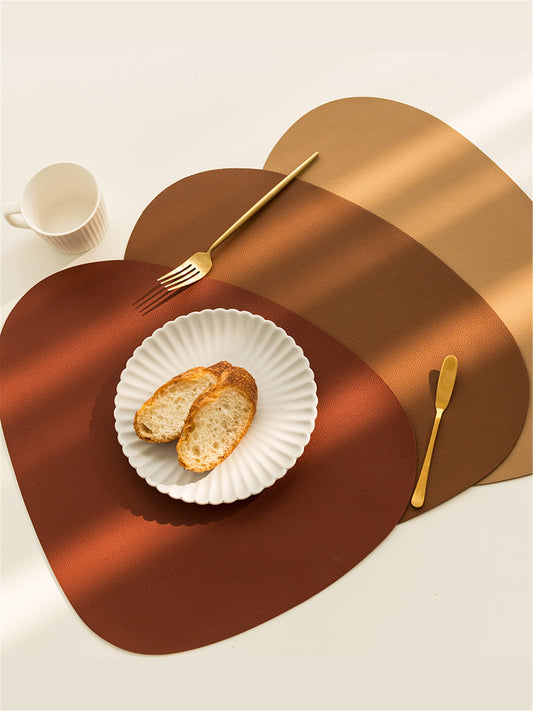 Best seller -Multi colors faux leather placemats -PU leather waterproof table mat,placemat set -buy one get another small one -oval placemat