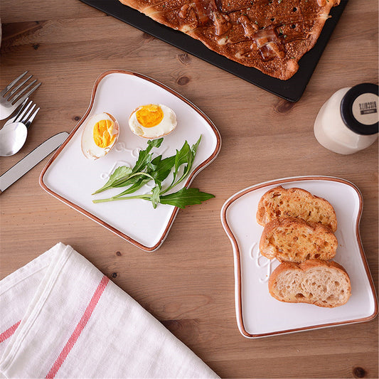 New year gift, Breakfast plate - toast ceramic plate - breakfast tray - adorable plate - cute tableware - ceramic dishes - Modern dinnerware
