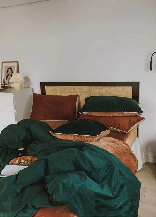 Bedsheet set of 4 - quilt cover, bed sheet and pillowcases - duvet cover - flat sheet - sleeping kit - bedding - velvet bed sheet