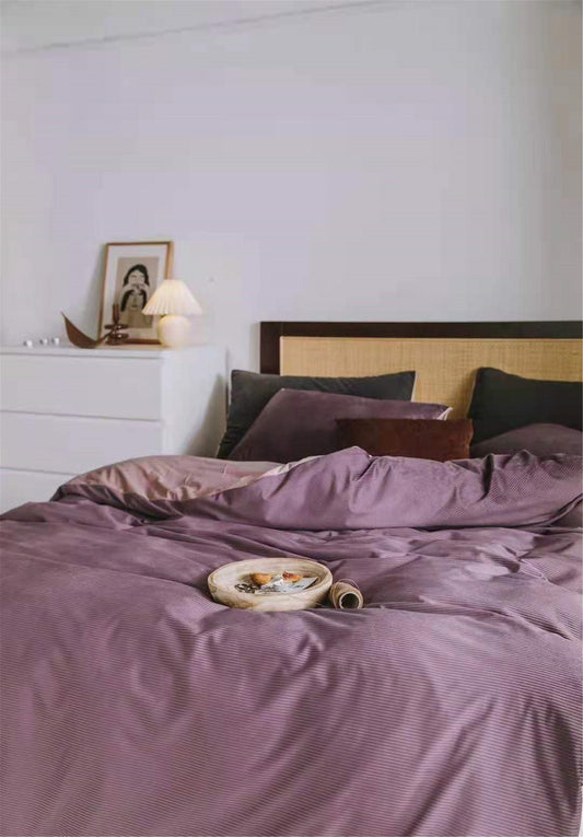 Bedsheet set of 4 - purple quilt cover, bed sheet and pillowcases - duvet cover- flat sheet - sleeping kit - bedding - velvet bed sheet