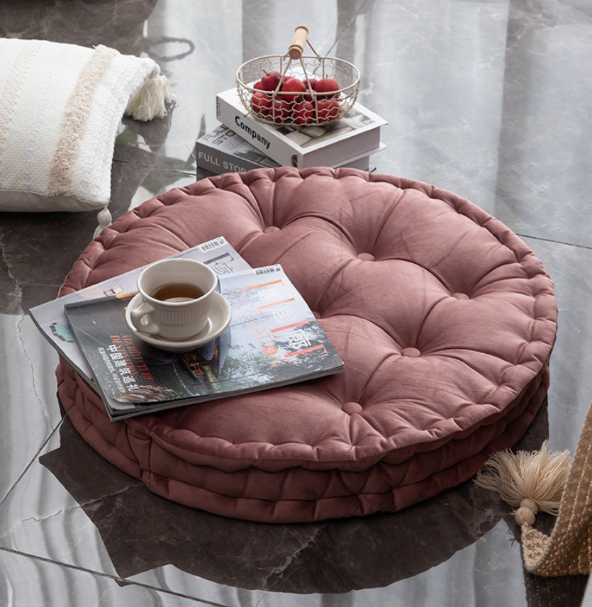 Velvet cushion-sofa cushion-round cushion-Velvet Floor Cushion-Pumpkin cushion—Velvet Pouf-Throw Pillow-Pleated Pillow-Home decor