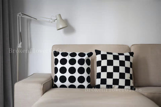 Black white checkerboard pillow