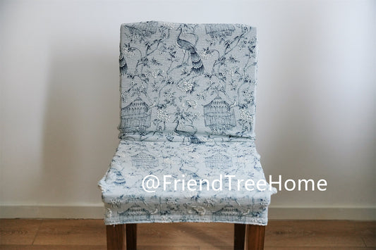 Elastic chair cover - blue flower chair slipcover