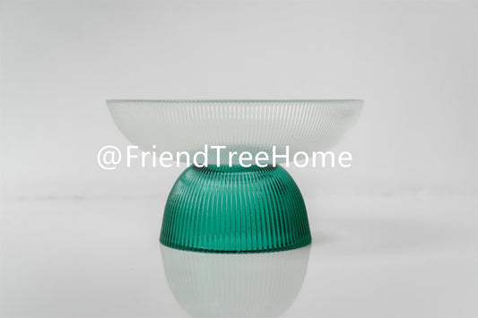 Fruit Bowl for Kitchen Counter Decor - Glass Candy Bowl Green